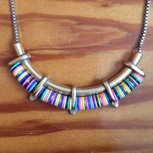 Colorful and gold statement necklace